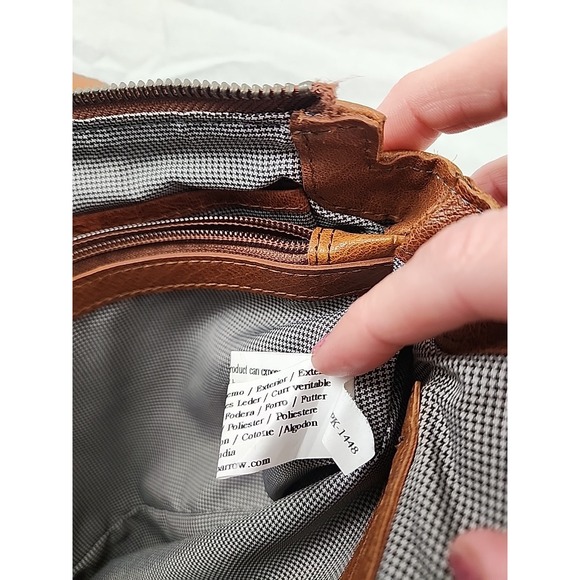 Spikes and Sparrow Medium 100% Leather Shoulder Bag Purse Cognac Brown - Picture 10 of 10